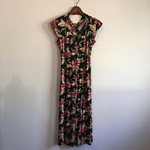 Vintage Floral Lattice Back Midi - Long Sun Dress